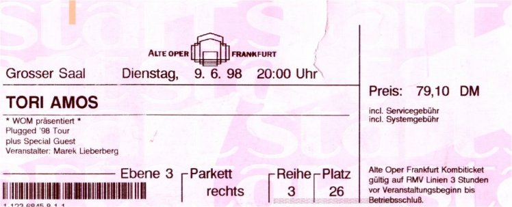 Ticket Frankfurt 09.06.1998